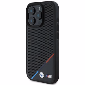 BMW M perforuota trispalvė linija Magnetinis dėklas iPhone 16 Pro - juodas