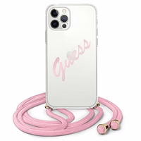 Guess Script Vintage iPhone 12 Pro Max 6.7" dėklas - rožinė