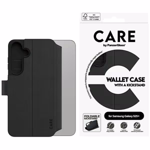 CARE by PanzerGlass Piniginės tipo dėklas su stovu Samsung Galaxy S25+ - Juodas
