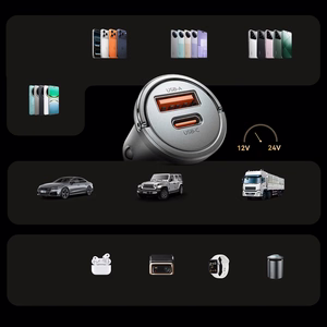 Orico MiniRing Pro 45W USB-A + USB-C automobilinis įkroviklis - sidabrinis