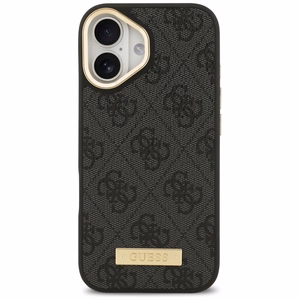 Guess 4G Logotipo Plokštelė Magnetinis dėklas telefonui iPhone 17 juodas