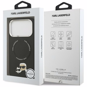 Karl Lagerfeld Karl & Choupette Smeigtukai Magnetinis dėklas telefonui iPhone 17 Pro - juoda
