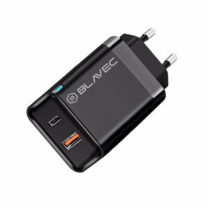 Blavec sieninis įkroviklis BC-5 GaN - USB + Type C - PD QC 45W 3A (TCBC5G-UCB453A) juodas