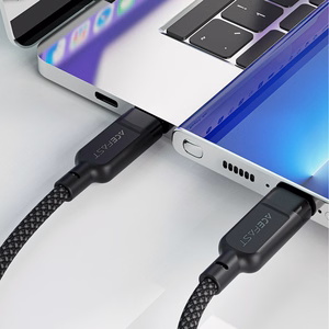 Acefast C5 USB-C - USB-C / USB-C 2in1 100W 480Mb/s kabelis - juodas