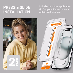 Crong EasyShield 2-Pack grūdinti apsauginiai ekrano stiklai, skirti iPhone 16 / 15, 2 vnt.