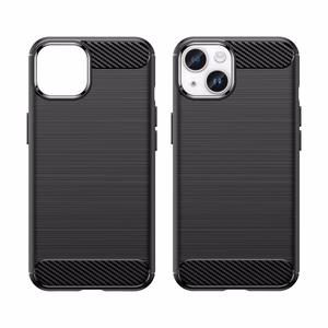 Carbon dėklas iPhone 14 Plus lankstus gelinis galinis dangtelis juodas