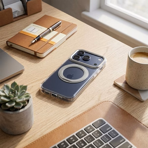 Case for iPhone 12 Frame Circle Stand compatible with MagSafe transparent