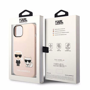 Karl Lagerfeld KLHMP14MSSKCI iPhone 14 Plus 6.7 "kietas dėklas šviesiai rožinis / šviesiai rožinis Silikoninis Karlas & Choupette Magsafe