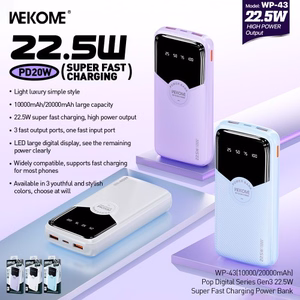 Išorinė baterija WK Design „WP-43“ violetinė 20000mAh (22.5W)