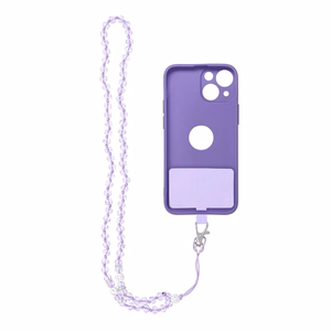 CRYSTAL DIAMOND telefono dirželis, telefono pakabukas / virvelės ilgis 74 cm (37 cm kilpoje) / ant kaklo – violetinis