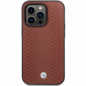 Dėklas telefonui BMW BMHCP14L22RFGR iPhone 14 Pro 6.1 - raudonas odinis diamantinio rašto