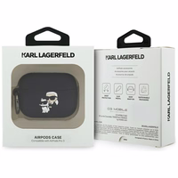 Karl Lagerfeld Silicone Karl & Chaupette Head 3D deklas AirPods Pro 3 - juodas