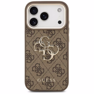 GUESS GUE005483 (PU W/ Big 4G Classic Logo) dėklas, skirtas iPhone 18 Pro / 17 Pro, spalva – ruda ir auksinė