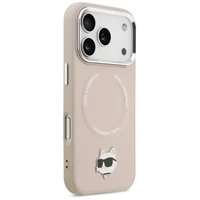 Karl Lagerfeld Choupette Pin Magnetinis dėklas telefonui iPhone 17 Pro Max - rožinė