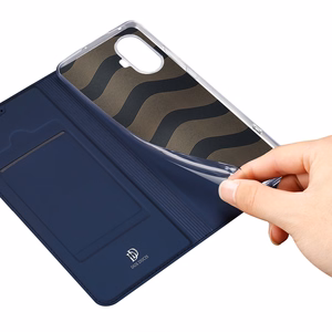 Dux Ducis Skin Pro dėklas Realme 10 Pro+ lankstus dangtelis kortų piniginė stovas - mėlynas