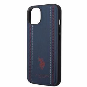 Dėklas telefonui (m) US Polo USHCP14MPFAV iPhone 14 Plus 6.7" - tamsiai mėlynas odinis siuvimas