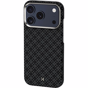 Juodas „Benks Magnetic Armor Air Armor Grid 600D“ kevlaro dėklas su metaliniu rėmeliu (C.K.FL.AP.BK.0072), skirtas iPhone 18 Pro / iPhone 17 Pro