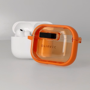 Liavec SlideLock Dėklas for Apple AirPods Pro 3 skaidrus-oranžinis