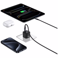 Tinklo įkroviklis USAMS JO Series CC262 30W USB-C + USB-C/Lightning laidas 1m baltas