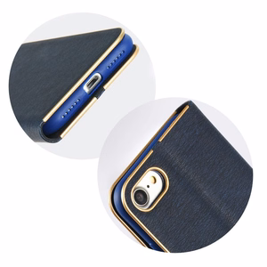 LUNA Book Gold dėklas telefonui iPhone 7 / 8 / SE 2020 / SE 2022 tamsiai mėlynas