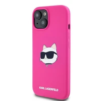 Karl Lagerfeld Silikoninis Choupette Head Magnetinis dėklas telefonui iPhone 15 Plus / 14 Plus – rožinis