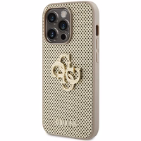 Guess Perforated 4G Glitter dėklas telefonui iPhone 15 Pro - auksinis