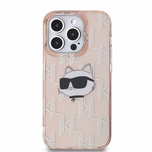 Karl Lagerfeld IML Choupette galvos ir monogramos dėklas iPhone 14 Pro Max - rožinė