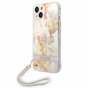Guess GUOHCP14MHFLSU iPhone 14 Plus 6.7" фиолетовый/фиолетовый жёсткий чехол Flower Strap