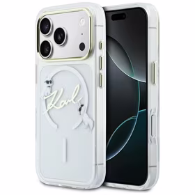 Karl Lagerfeld IML Choupettes Karl Script Logo MagSafe Dėklas for iPhone 17 Pro - Clear
