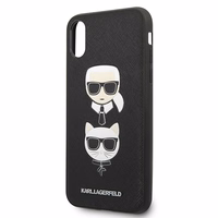Karl Lagerfeld Saffiano Karl&Choupette Galvos dėklas telefonui iPhone XS Max - juodas