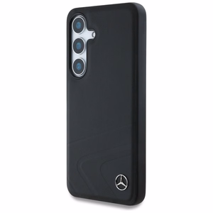 Mercedes Odinis Horizontalios įspaustos kreivės Magnetinis dėklas Samsung Galaxy S25 - juodas