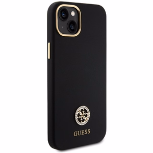 Guess Silikoninis Logo Strass 4G Dėklas telefonui iPhone 15 Plus / 14 Plus 6.7" - juodas