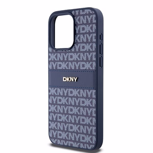 DKNY Odinis mono juosta ir metalinis logotipas dėklas telefonui iPhone 15 Pro Max - mėlynas