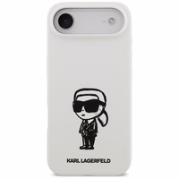 KARL LAGERFELD dėklas telefonui IPHONE 17 Air suderinamas su Magnetine KLHMP17MSKIGROH (Silicone W/ KL Sketch & Logo) baltas