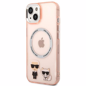 Karl Lagerfeld KLHMP14MHKCP iPhone 14 Plus 6.7 "kietas dėklas rožinis / rožinis Karlas & Choupette Aliuminis Magsafe