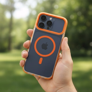 Case for iPhone 17 AIR Frame Clear Hybrid Mag Cover compatible with MagSafe hermes orange