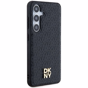 DKNY odinis rašto su metaliniu logotipu magnetinis dėklas telefonui Samsung Galaxy S24+ – juodas