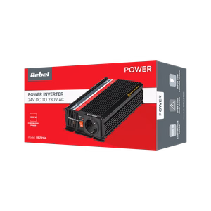 REBEL 24 V–230 V įtampos keitiklis, 1000 W, vokiško F tipo lizdas