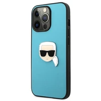 KARL LAGERFELD KLHCP13LPKMB IPHONE 13 PRO / 13 6.1 "mėlynas / mėlynas dėklas odinis IKONIK KARL`S HEAD metalinis