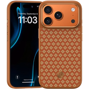 Benks Magnetic Armor Pro Armor Grid Kevlar dėklas su metaliniu rėmeliu 600D (C.K.FL.AP.GD.F070), skirtas Iphone 17 Pro Max, oranžinis