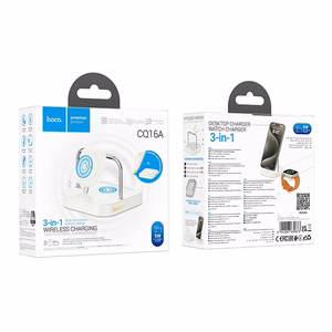 Belaidis įkroviklis Hoco 3in1 3A 5W, suderinamas su Apple Watch CQ16A, balta spalva