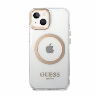 Guess GUHMP14MHTRMD iPhone 14 Plus 6.7 "auksinis / auksinis kietas dėklas Metalinis kontūras Magnetinis