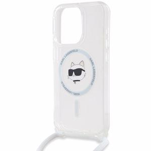 Karl Lagerfeld IML Choupette Head & Cord magnetinis dėklas telefonui iPhone 15 Pro - skaidrus