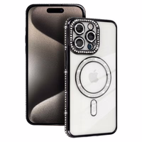 Bling Magnetinis dėklas telefonui Iphone 16 Pro Max juodas