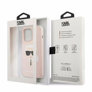 Karl Lagerfeld Silikoninis Karl`o galvos dėklas telefonui iPhone 13 Pro / 13 6.1" - šviesiai rožinis