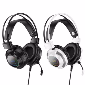 Проводные игровые наушники USB A + Jack 3,5 mm Hoco 2 m W110 черные