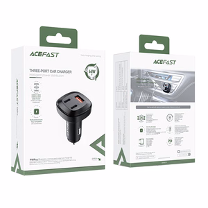 Acefast automobilinis įkroviklis 66W 2x USB Type C / USB, PPS, Power Delivery, Quick Charge 4.0, AFC, FCP, SCP juodas (B3 juodas)