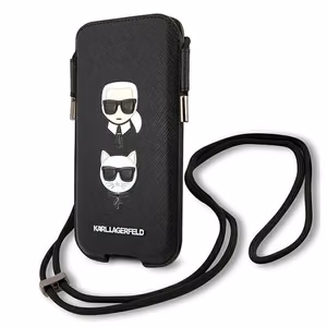 Karl Lagerfeld Saffiano Ikonik Karl&Choupette Head 6.7'' сумка - чёрная