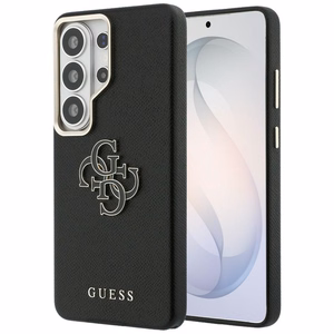 Guess dėklas Grained Big 4G Metal Logo for Samsung Galaxy S26 Ultra juodas