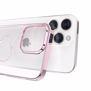 Kingxbar Wish Series silikoninis dėklas telefonui iPhone 14 Plus rožinės spalvos su Swarovski kristalais